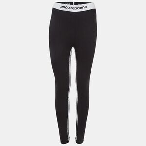 Paco Rabbane Black Jersey Logo Tape Detail Leggings L